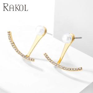 RAKOL EP2896 Boutique Designer Plaqué Or Ancre Manches Perle Mode Simple Boucles D'oreilles Cadeau Femme - Product Image 1