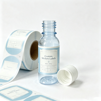 Flacon échantillon mini transparent PET bleu clair de 30 ml avec étiquette autocollante personnalisée pour laboratoire, distribution de liquides portable