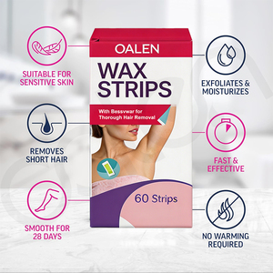 Strisce Depilatorie Monouso Oalen Private Label per Donna, 40 Strisce per Corpo, 20 per <span class=keywords><strong>Viso</strong></span>, Sopracciglia, Bikini e Depilazione Brasiliana - Product Image 3