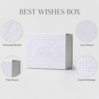 Boîte Cadeau en Papier Gaufré Blanc Leabon, Motif Couronne Florale, Texture Lin, Idéale pour Cadeaux de Mariage, Vente en Gros Direct Usine
