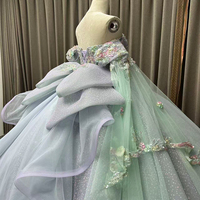 Robe de bal longue lilas pour Quinceañera et Sweet 16, avec corset et appliques florales à sequins, pour adolescentes, Robes XV