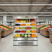 Réfrigérateur de présentation ouvert pour supermarché, équipement de réfrigération à température unique par refroidissement par air pour fruits et légumes