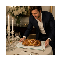 Planche à pain Challah en acrylique Lucite avec chevilles, plateau de service pour table de Shabbat juive, décor Judaica gravé sur mesure, planche à découper le pain