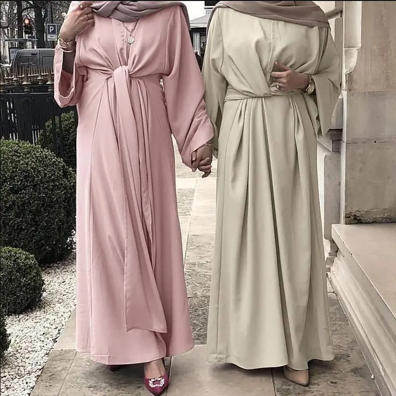 Malaysia Neueste Abaya Frauen Traditionelle muslimische Kleidung Hohe Taille schlanke Abaya Kleid