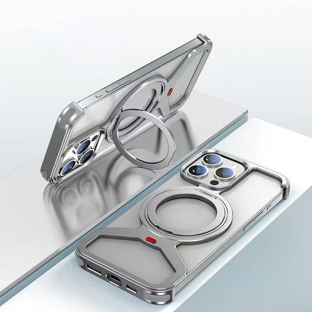 High Quality Borderless 360 Degree Rotating Bracket Mobile Phone case Bare Metal Feel Suitable for Apple IPhone17 15 13 Pro Max