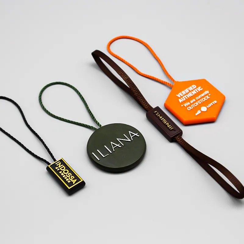 Individueller Luxus-Aufhänger-String für Kleidung Kunststoffsiegel Aufhängung Tags String mit Logo Laterne für Tag