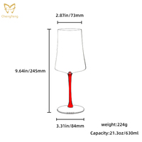 Verres à vin colorés soufflés à la main, verres à vin rouge à long pied, verres à champagne 630 ml, verrerie à pied pour dégustation, fête, cadeaux