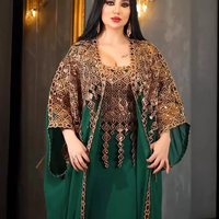 Y-1 Somptueuse Abaya Respirante, Kaftan Marocain, Robe de Soirée Longue de Style Africain Musulman à Sequins et Diamants, Boubou Kemettan