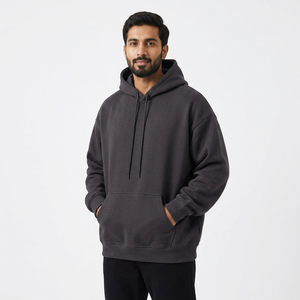 Pull d'hiver pour homme de haute qualité avec col épais en pur coton, long sweat à capuche en tissu 360g respirant et à séchage rapide - Product Image 1