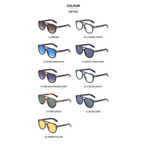 Gafas de sol retro ZS DB7080 con doble puente, unisex, montura de PC, protección UV400, forma ovalada, para hombres y mujeres - Product Image 1