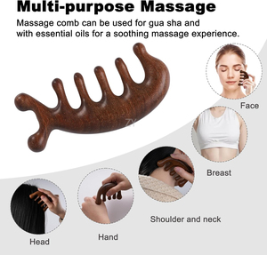 Peigne de massage <span class=keywords><strong>en</strong></span> <span class=keywords><strong>bois</strong></span> de santal naturel pour la croissance des <span class=keywords><strong>cheveux</strong></span> et la relaxation |   Outil de massage Gua Sha pour la tête pour hommes et femmes - Product Image 6