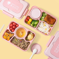 Boîte Bento Carrée Réutilisable en Plastique PP Syh684, Compatible Micro-ondes, Contenant Repas Tiffin 1-3L, Niveau Unique, Grille Imprimée, Rangement pour Enfants