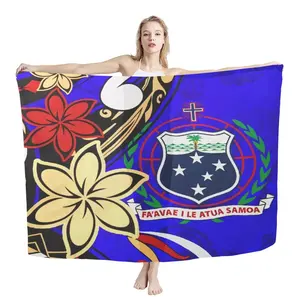 Пляжная шаль-саронг с цветами и особыми черепашками, Пляжная шаль лавалава, полинезийское Самоа, индивидуальный дизайн, солнцезащитный шарф