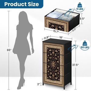 Commode moderne à 4 tiroirs avec organisateur de placard en bois MDF en métal sans couture Paisley dessiné à la main pour chambre à coucher Décoration intérieure Meubles en stock - Product Image 3