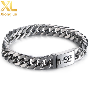 ขายส่งเครื่องประดับฮิปฮอป สร้อยข้อมือทอง 8 มม. สร้อยข้อมือสแตนเลสสตีลขัดเงาแบบคิวบัน สำหรับผู้ชายและผู้หญิง - Product Image 2