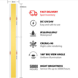 ADLED COB Super Bright 100lm/W Ultra Thin 3mm/5mm PCB 24V High CRI 90 for Enabled 3-Year Warranty <b>LED</b> Strip Light - Product Image 6