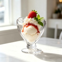 Verre à pied en forme de tulipe : design transparent à thème naturel et large bol. Idéal pour les desserts, les cocktails ou la Saint-Valentin.