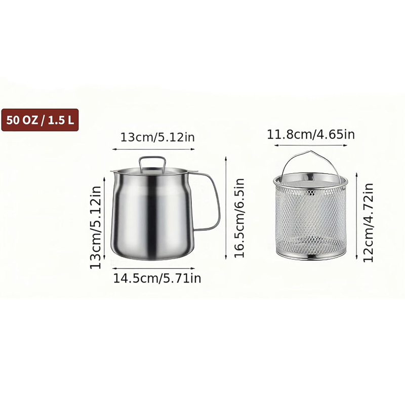 304 pot argenté 1.5L de filtre à huile