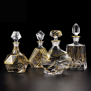 Decantador <span class=keywords><strong>de</strong></span> whisky con borde dorado personalizado, botella <span class=keywords><strong>de</strong></span> <span class=keywords><strong>vino</strong></span> <span class=keywords><strong>de</strong></span> lujo con borde dorado <span class=keywords><strong>para</strong></span> fiesta en casa, nuevo diseño - Product Image 5