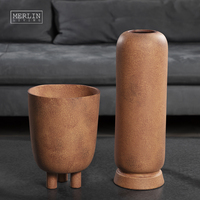 Merlin Living Vintage Vase Minimaliste En Céramique De Style Japonais Wabi-Sabi Avec Pied Cylindre Vase En Argile Fleur Articles Vase Décor
