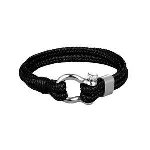 Black Braided Hemp <b>Rope</b> <b>Bracelet</b> Lock Clasp Punk Adjustable Men Fashion Wrist Jewelry Gift For Male - Product Image 3