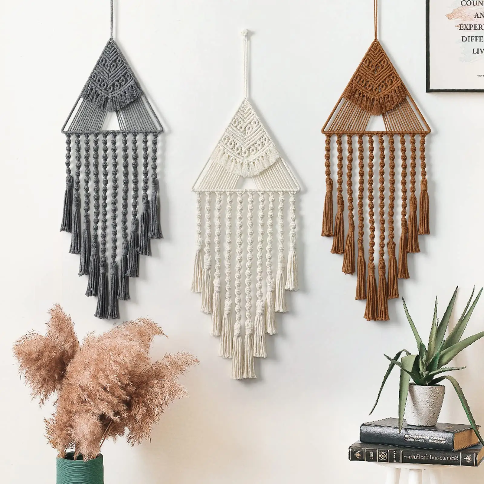 Boho Festa Decoração Artesanal De Algodão Tecido Macramé Branco Dream Catcher Tapeçaria Pendurado Na Parede Fornecedores