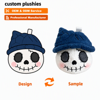 Porte-clés Peluche Crâne Personnalisé OEM ODM, Pendentif Mignon Halloween, Jouet Doux, Breloque de Sac, Poupée Kawaii, Cadeau Promotionnel avec Chapeau