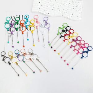 Beadable Keychains in Bulk Cute Gradient Color Self Defense Beading <b>Keyring</b> Pendant <b>Charms</b> for DIY Bag Business Gift Wholesale - Product Image 1