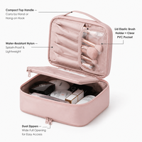 Bolsa de Cosméticos Tejida Verde Menta OEM, Bolsa de Aseo Portátil para Mujer, de Gran Capacidad, Organizador de Viaje Compacto de Nailon y Poliéster