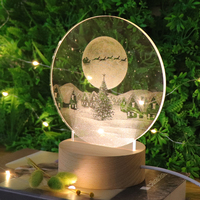 Idée cadeau LED Base en bois Lampe d'ambiance Gravure laser Acrylique Veilleuse USB Lampe de bureau pour décor de chambre à coucher