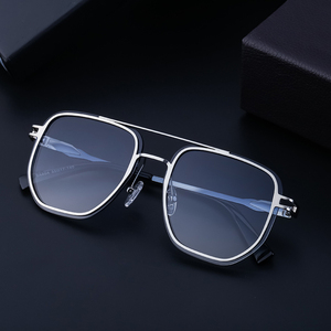 Occhiali da Sole Senza Montatura in Metallo Quadrati UV400 <span class=keywords><strong>Blu</strong></span>/Verde per Uomo, <span class=keywords><strong>Nuova</strong></span> Tendenza Moda 2024 - Product Image 5