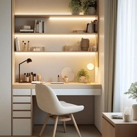Armoire de chambre à coucher minimaliste en bois massif, coiffeuse deux-en-un, ensemble pour appartement, dortoir, miroir éclairé par LED, rangement écologique, modulaire