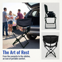 Chaise pliante robuste, capacité 150 kg, chaise de réalisateur portable avec accoudoirs et poches de rangement pour le camping en plein air