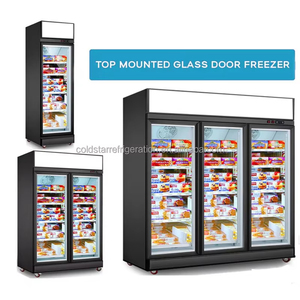 Vitrine réfrigérée commerciale pour supermarché, 3 portes, avec roulettes, capacité 1800L, refroidissement par ventilateur - Product Image 2