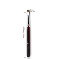 Pinceaux de nettoyage pour nail art français à manche en bois rouge foncé, avec logo personnalisé, virole sertie et poils ovales en nylon, tailles 8, 10, 12, 14, 16