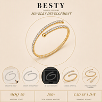 Gelang Batu Dua Baris Baja Anti Karat Lapis Emas 18K untuk Wanita, Dapat Disesuaikan, Tahan Air, Hipoalergenik, Grosir Perhiasan