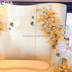 อุปกรณ์ตกแต่งงานปาร์ตี้ LEDA ฉากหลังสีขาวขนาดใหญ่ ลายเส้นแนวตั้งโค้งเว้า สำหรับงานแต่งงาน - Product Image 3