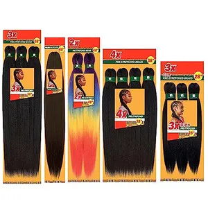 Wholesale 26inch Low Temperature EZ braid Fibre Synthetic Pre Stretched braiding hair Yaki Bulk for crochet Hair Extension