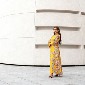 Abaya élégante en polyester imprimé de luxe pour femmes musulmanes, robe de soirée personnalisée, fournisseur en gros, OEM - Product Image 4