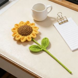 Bouquet <span class=keywords><strong>di</strong></span> Girasoli Sorridenti all'Uncinetto, <span class=keywords><strong>Fiori</strong></span> Lavorati a Mano in Filato, per Innamorati, Certificato CE CPC, Artigianato Floreale - Product Image 6