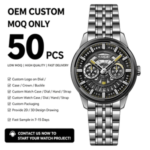 OEM ODM 50Pcs High Quality Calendar <b>Automatic</b> <b>Skeleton</b> <b>Watch</b> Stainless steel Custom Logo Luxury Mechanical <b>Watch</b> for Men - Product Image 1