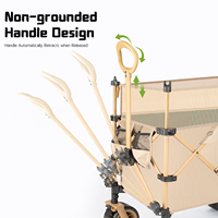 Chariot de camping pliable portable avec plateau réglable en hauteur, quatre roues, grande capacité, chariot pliant OEM