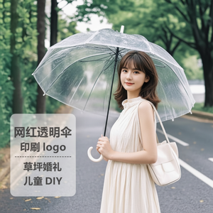 Paraguas transparente blanco de lujo personalizado para publicitar pequeños artículos promocionales de ambiente de lujo - Product Image 1