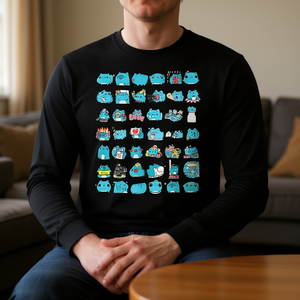 บักแคทคาปูเสื้อยืดแขนยาวพิมพ์ลายดิจิตอลน่ารักมาก คอกลม สำหรับผู้ใหญ่ ไซส์ใหญ่ - Product Image 3