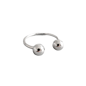 Women's <b>925</b> Sterling <b>Silver</b> Hight Fashion <b>Ring</b> Double Side Glossy Ball Small Big Finger Opne Cut <b>Rings</b> for Engagement Gift Party - Product Image 4