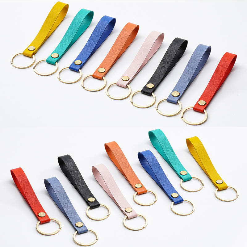 Promotional Gifts DIY Crafts Sublimation Engraved Key Rings Car Key Chains Custom Logo Double-sided PU Leather Key Chain