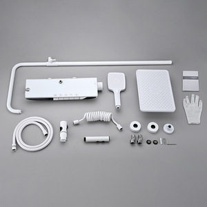 White Thermostatic Rain Shower Set With Led Light And Handheld Spray For Bathroom Modern Design - Product Image 3