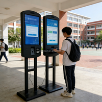 Kiosque numérique sur pied avec écran tactile pour la gestion des visiteurs en libre-service, idéal pour les centres commerciaux et les hôpitaux (information et orientation)