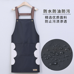 Cloud-Shaped Overalls <b>Apron</b> Waterproof Oilproof Kitchen Home Use Adult Unisex Solid Color With Straps Storage Pocket - Product Image 1