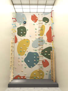 Houten kindersportgym, thuis workout apparatuur, ladder, wandklimrek, fitness gymnastiek voor kinderen - binnen oefening - Product Image 3